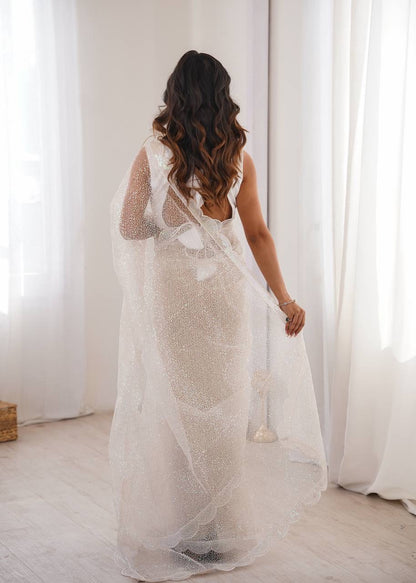 Starlight Soft Net Saree with Sequin Embroidery
