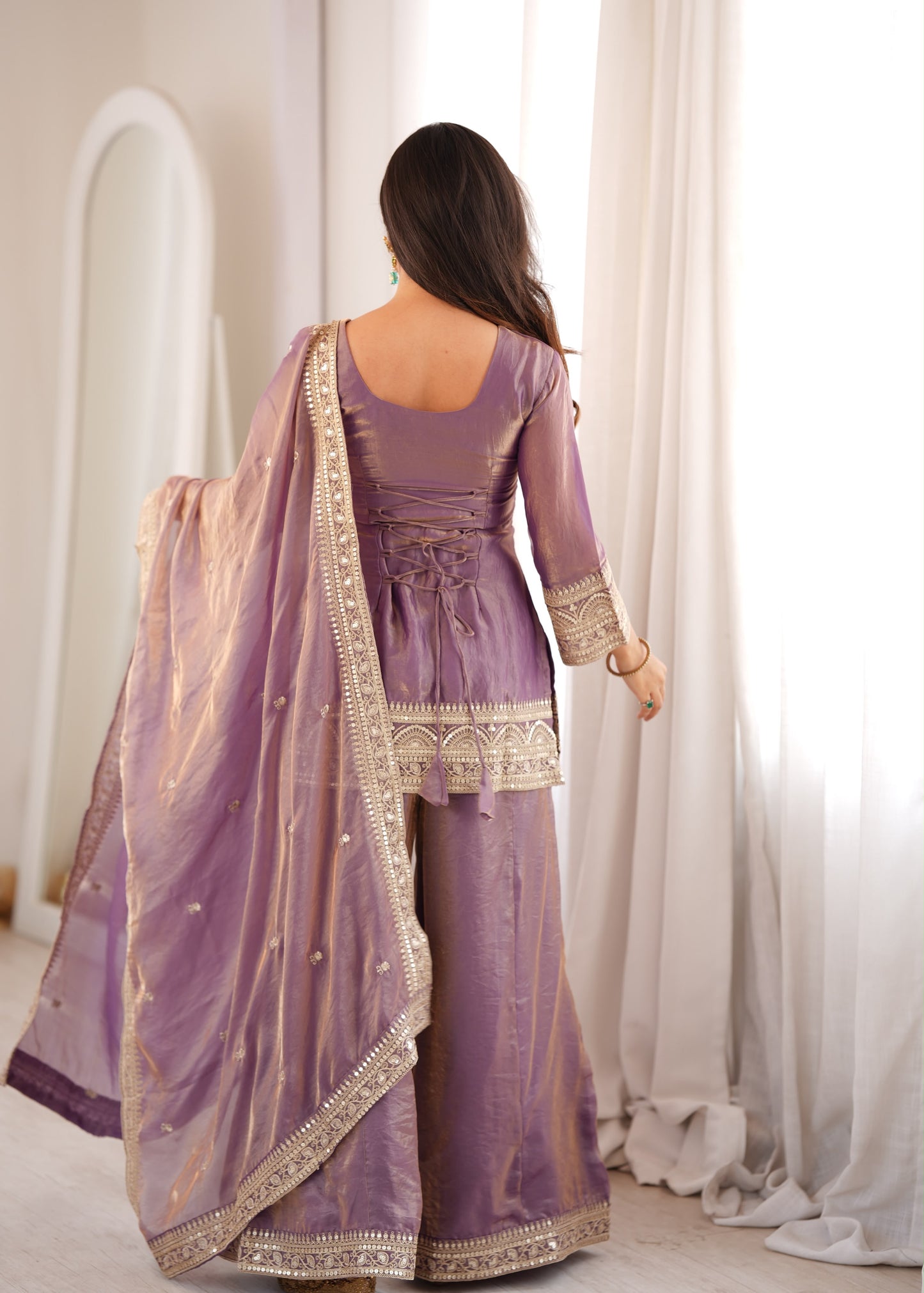 Dusty Pink Dori Embroidered Palazzo Set