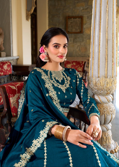 Firozi Elegance Sequined Lehenga Set