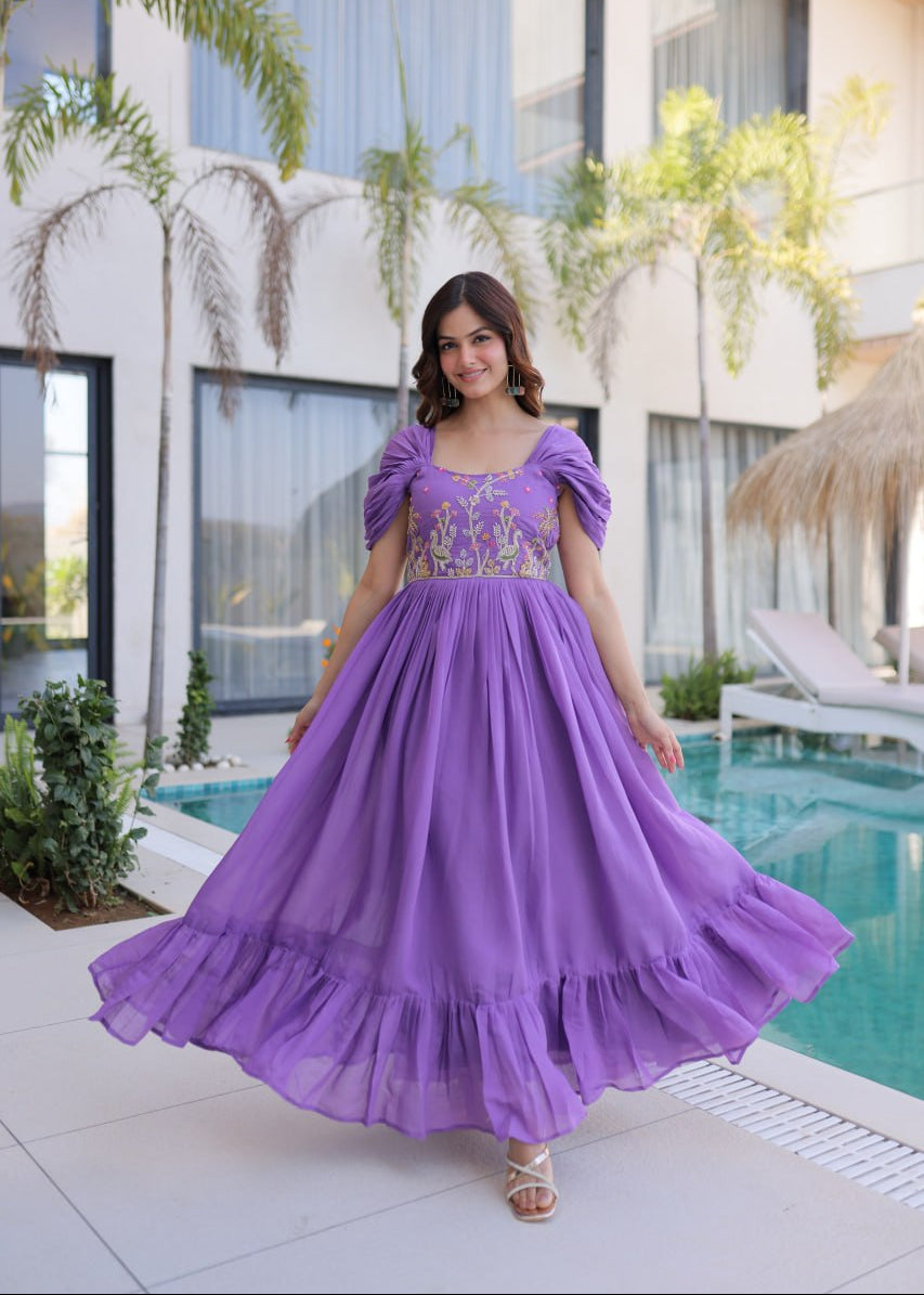 Soft Muse Embroidered Flare Gown