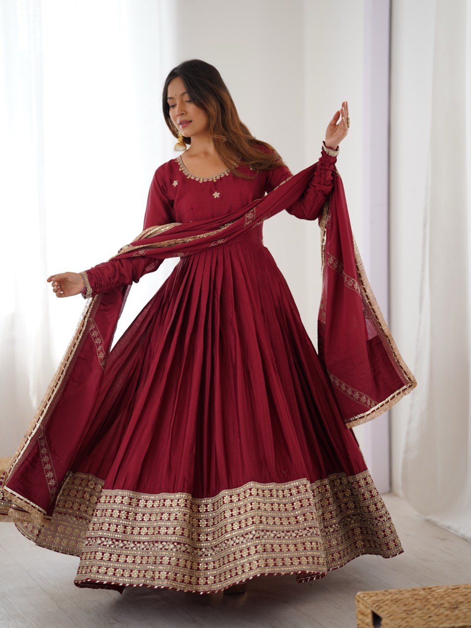 Berry Glam Festive Ethnic Gown