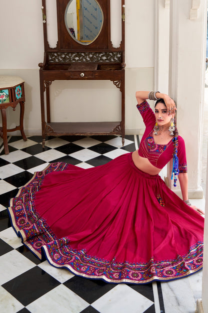 Gamthi Tussar Silk Navratri Lehenga Choli