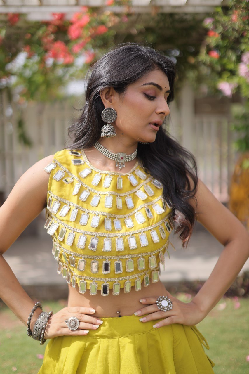 Dandiya Dots Mirror Work Lehenga
