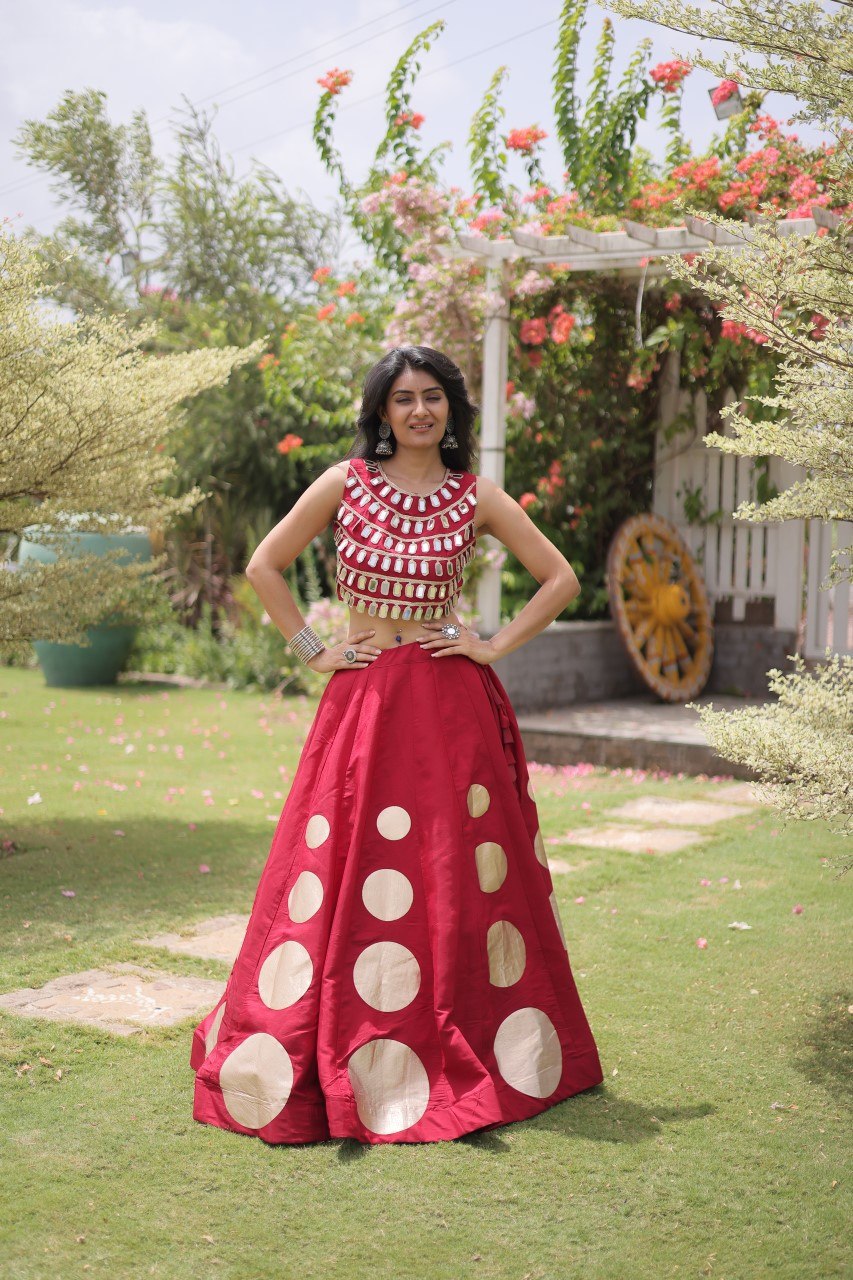 Dandiya Dots Mirror Work Lehenga
