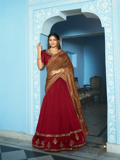 Luxurious Vichitra Silk Lehenga Set