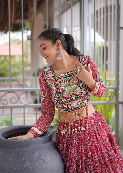 Bandhni Rang Kutchi Patchwork Lehenga