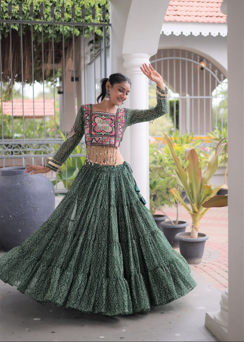 Bandhni Rang Kutchi Patchwork Lehenga