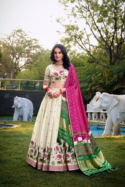 Classic White Lehenga With Festive Dupatta