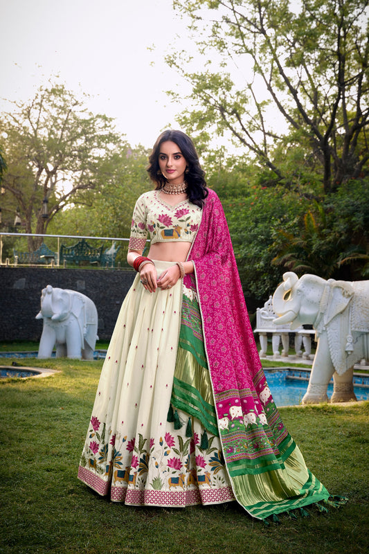 Classic White Lehenga With Festive Dupatta