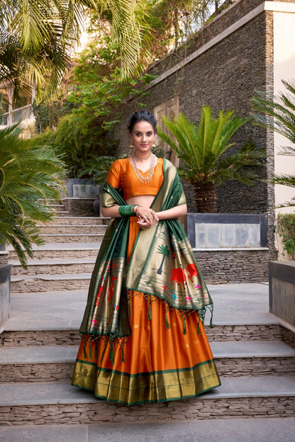Paithani Jacquard Silk Zari Lehenga