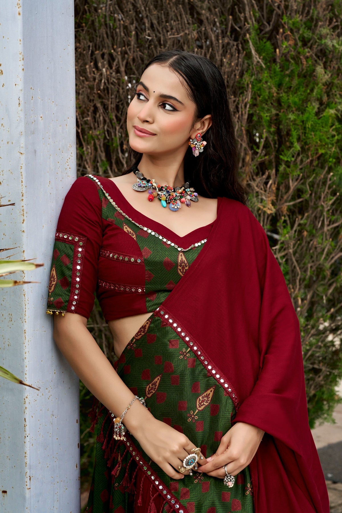 Saiyabo Ajrakh Print Navratri Lehenga with Gotta Patti Work