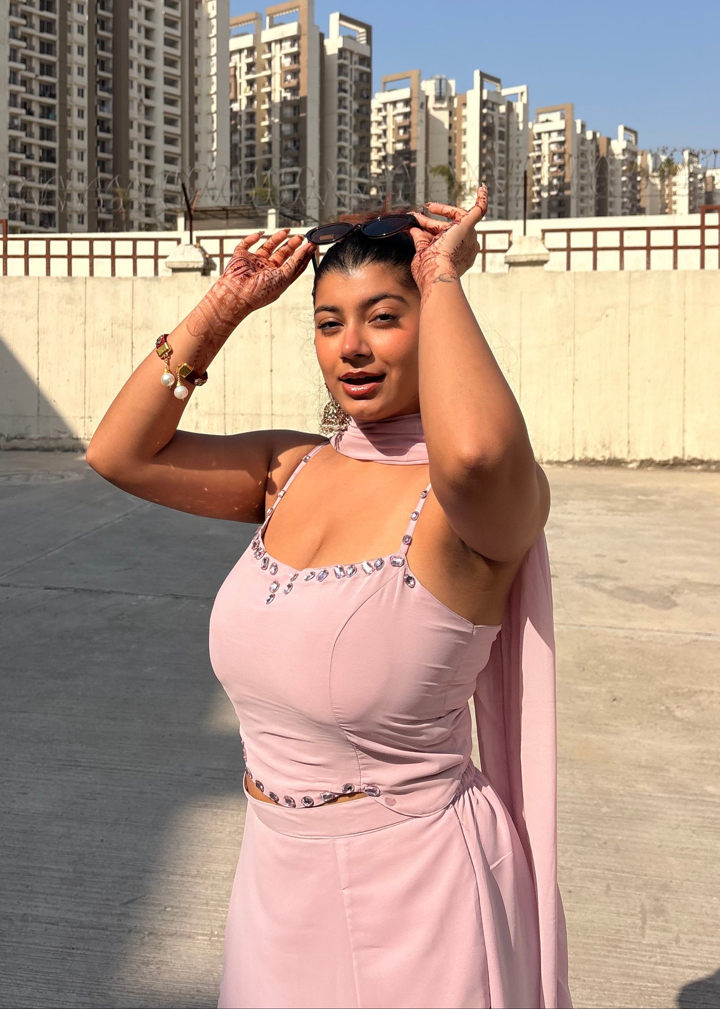 Barbie-core Diamond Georgette Fishcut Set