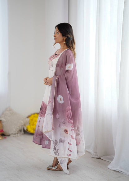 Petal Touch Printed Organza Anarkali