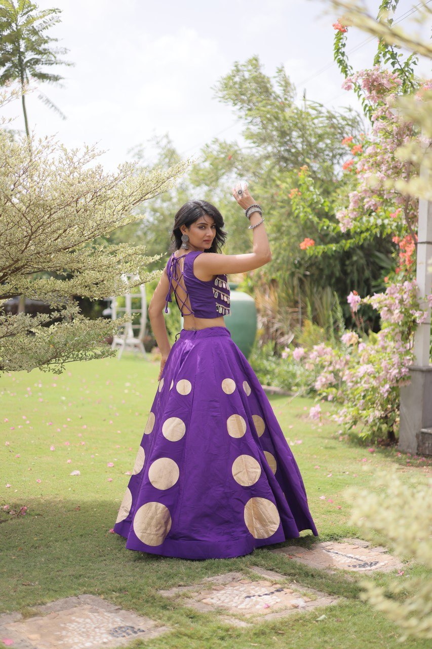 Dandiya Dots Mirror Work Lehenga