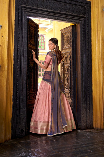 Elegant Zari Weaving Silk Half Saree
