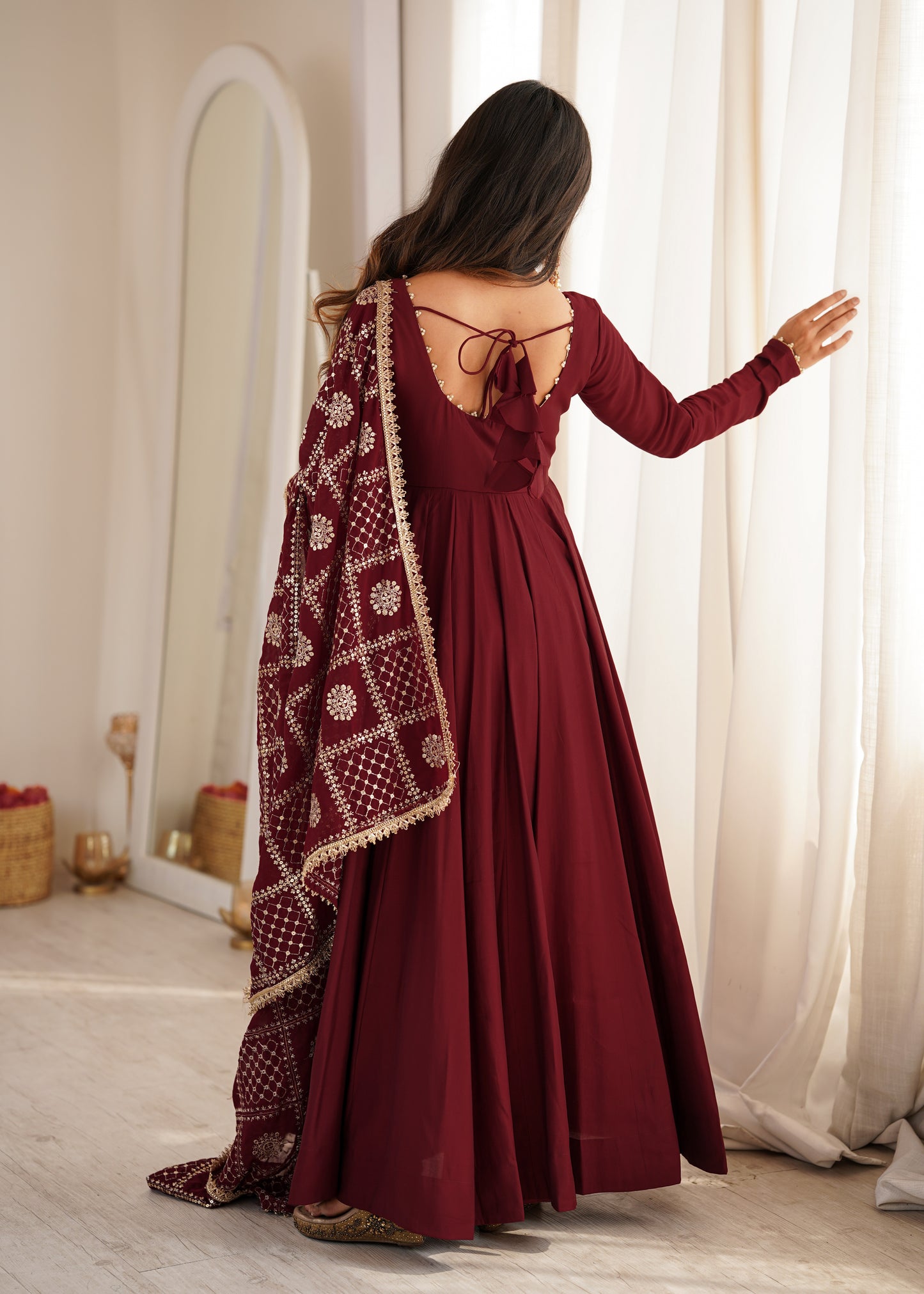 Crimson Grace Embroidered Anarkali Set