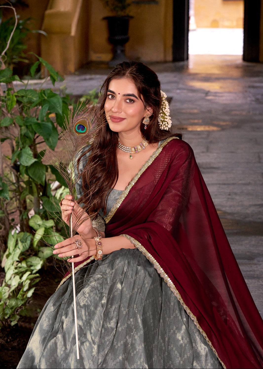 Traditional Zari Weaving Silk Lehenga