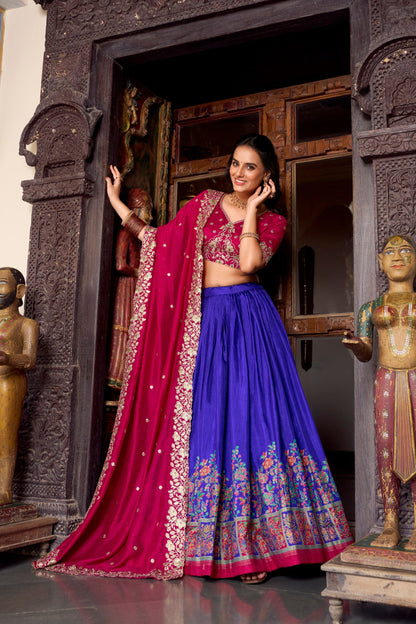 Traditional Zari Embellished Silk Lehenga