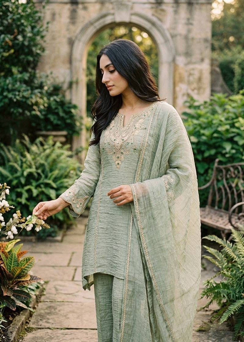 Rajkumari Stonework Salsa Silk Sharara Set