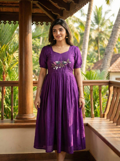 Royal Bloom Handwork Flared Dress