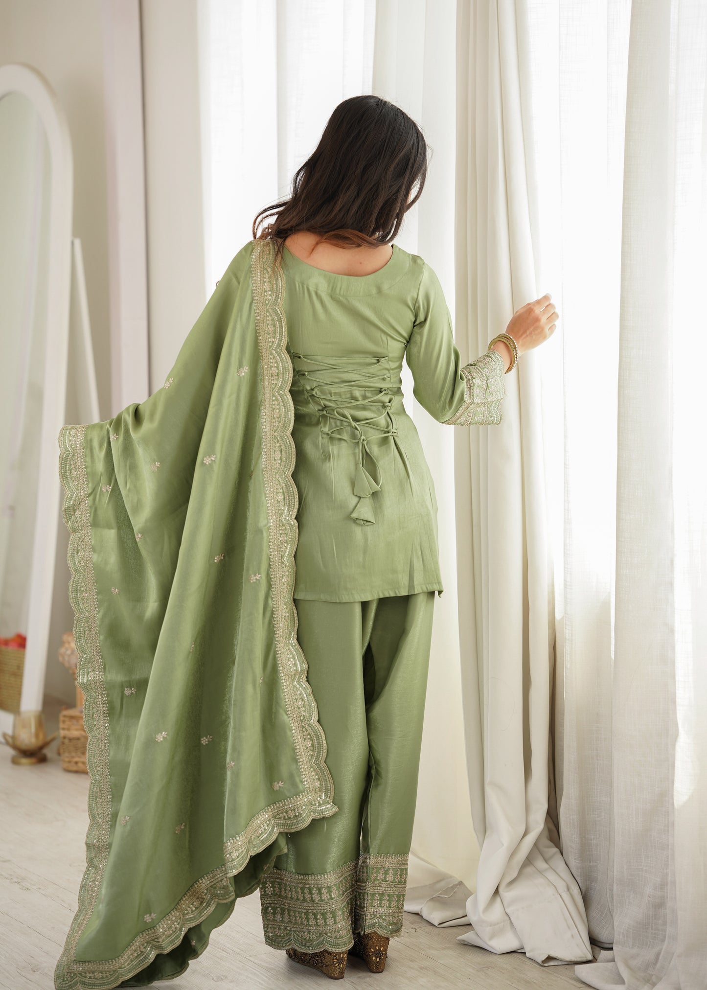 Sage Serenity Farshi Shalwar Set