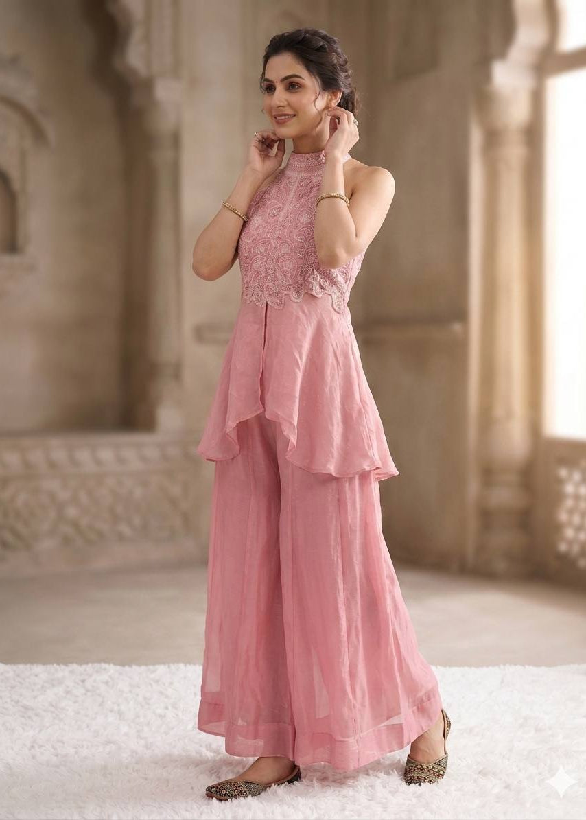 Barbie Blush Beaded Sharara Set