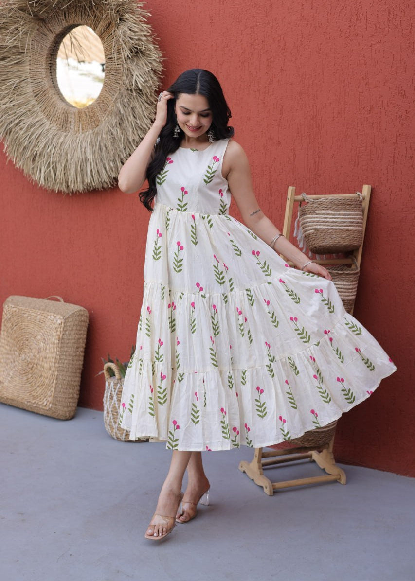 Classic Summer Printed Cotton Dress