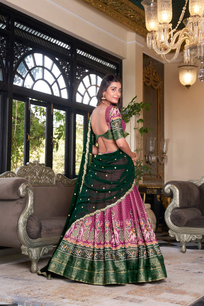 Zari Weaves With Printed South Lehenga