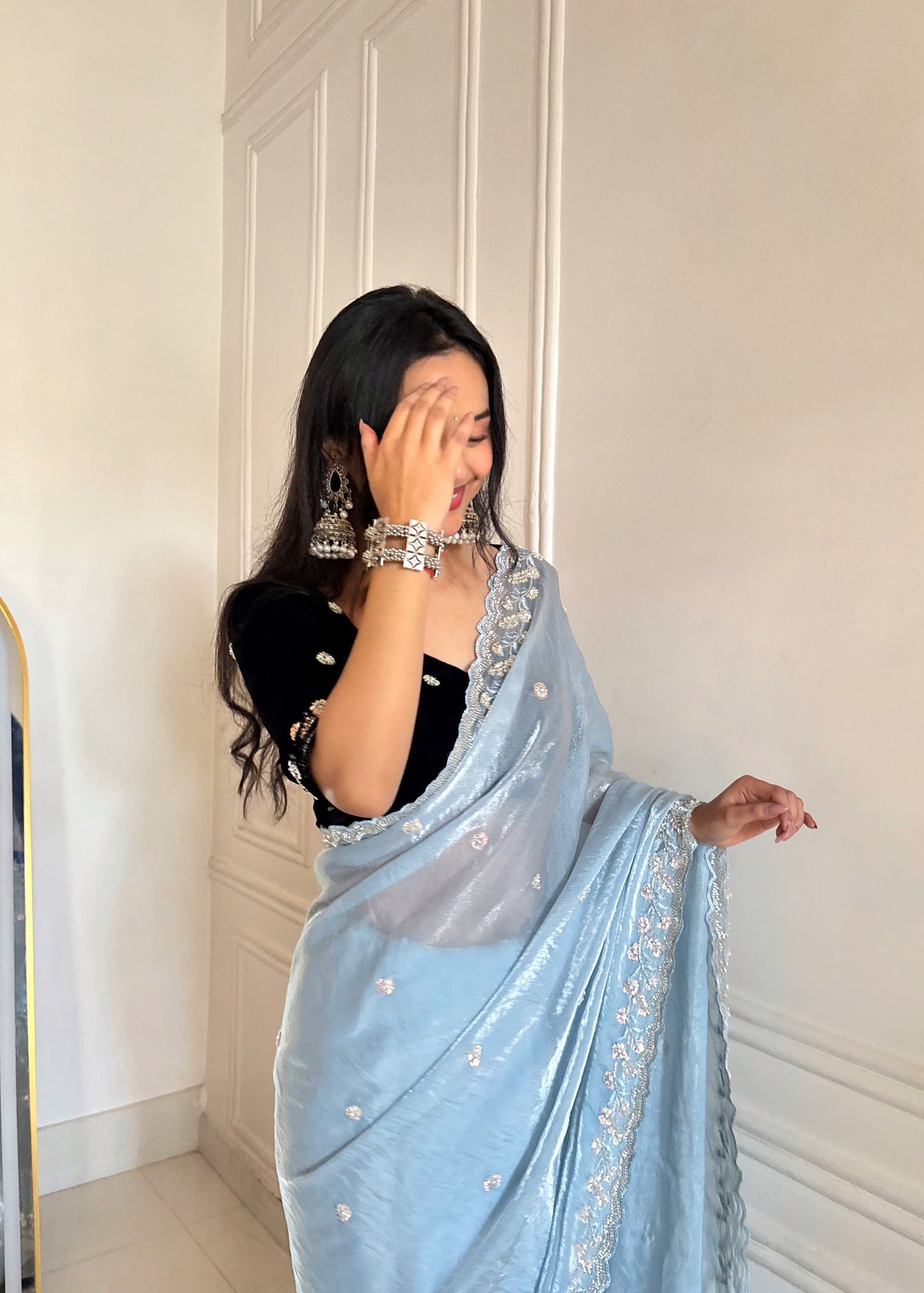 Skyfall Sequins Beaded Designer Saree