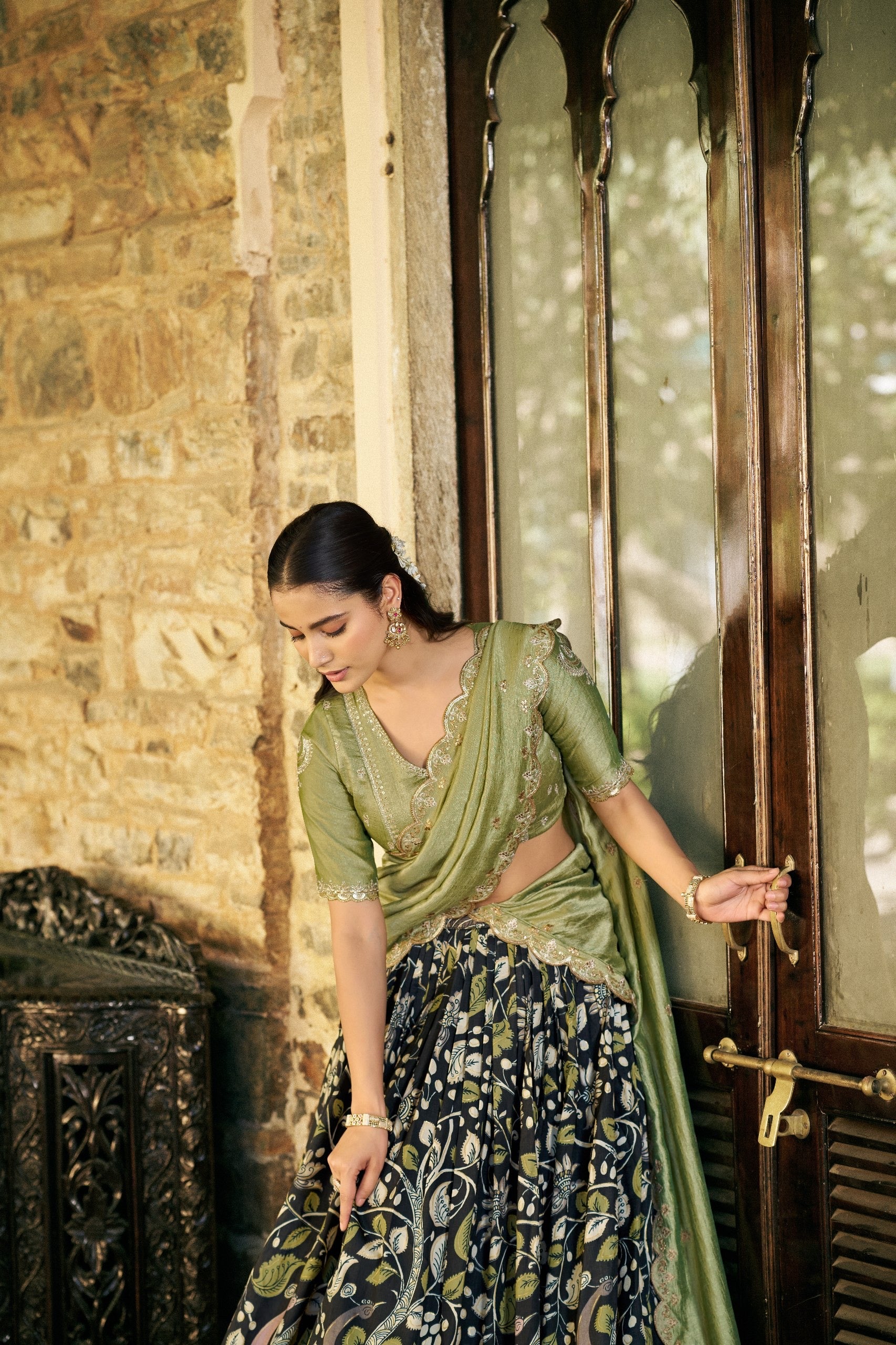 Premium Tussar Silk Kalamkari Lehenga