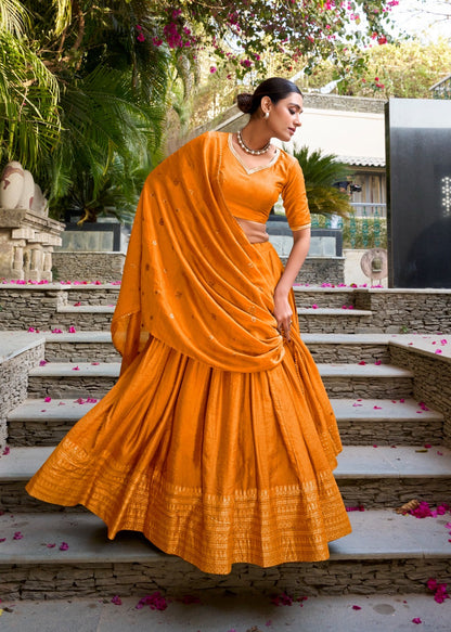 Sequin-Embellished Chanderi Lehenga Set