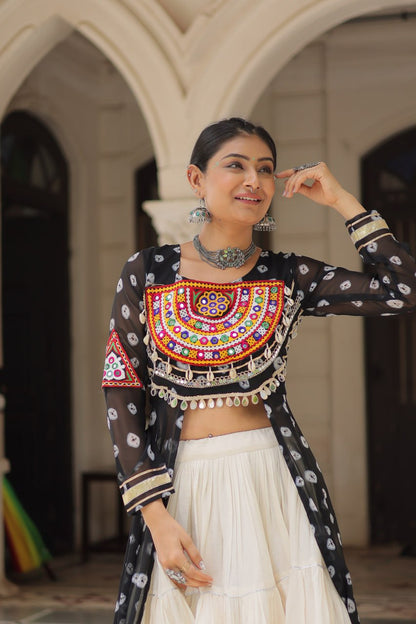 Festive Kutchi Work Bandhani Lehenga Kurti