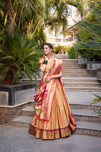 Paithani Jacquard Silk Zari Lehenga