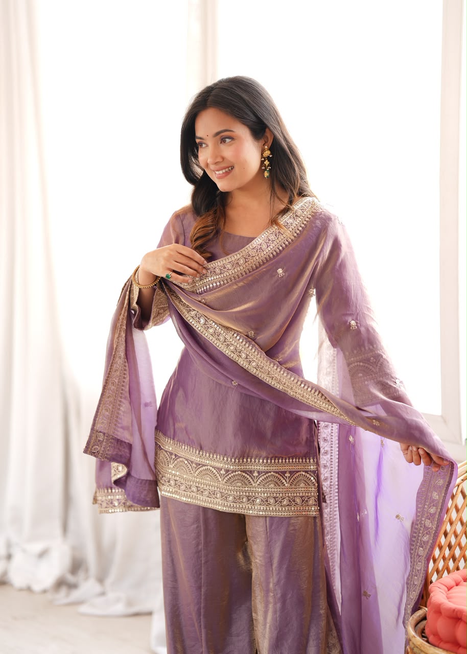 Dusty Pink Dori Embroidered Palazzo Set