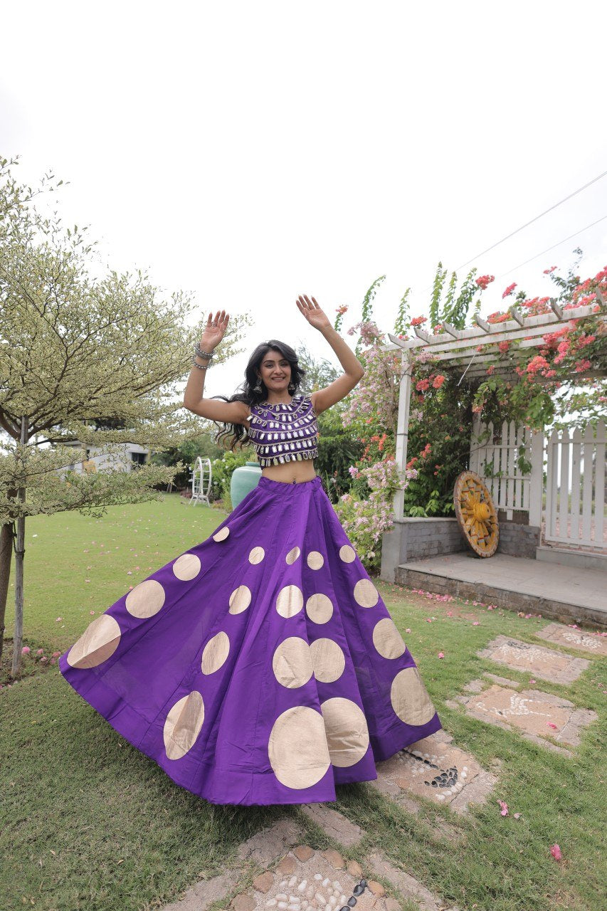 Dandiya Dots Mirror Work Lehenga
