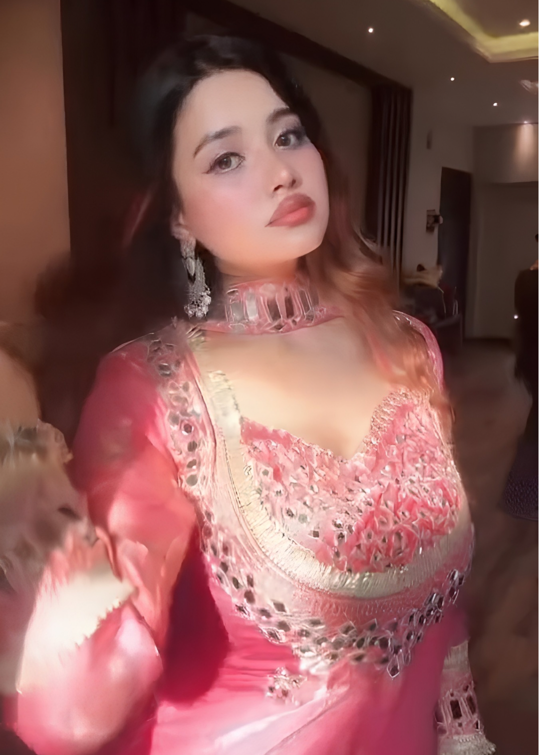 Rosé Elegance Mirror Sharara Suit
