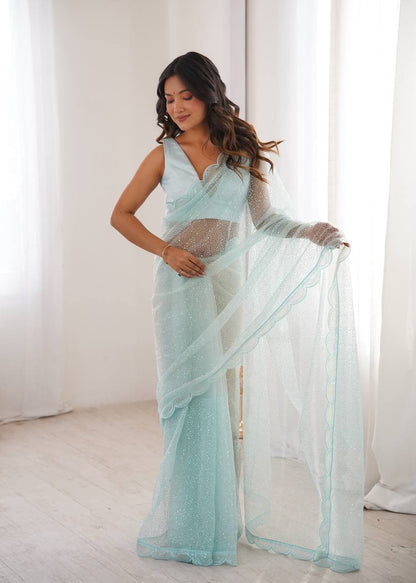 Starlight Soft Net Saree with Sequin Embroidery