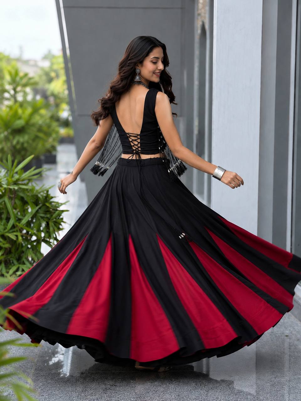 Raas Classic Black & Red Lehenga