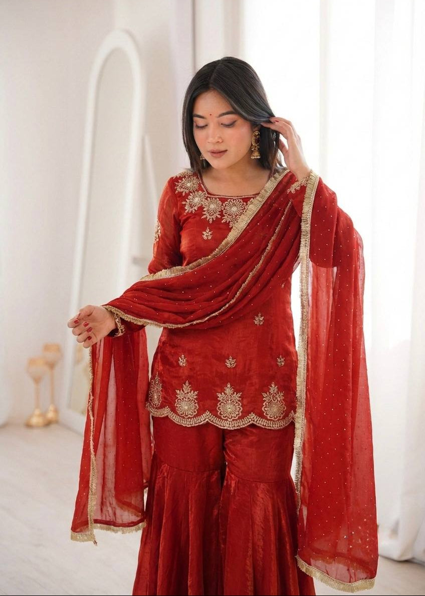 Crimson Noor Festive Sharara Set