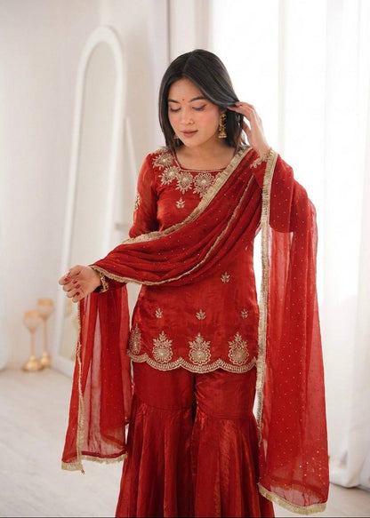 Crimson Noor Festive Sharara Set