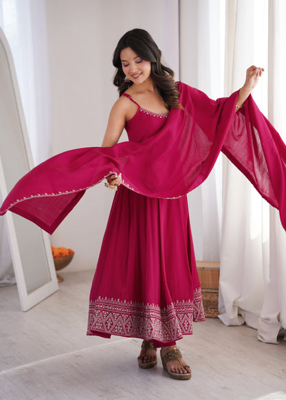 Meher Gulabi Anarkali Dupatta Set