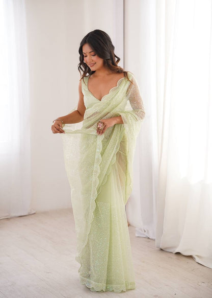 Starlight Soft Net Saree with Sequin Embroidery