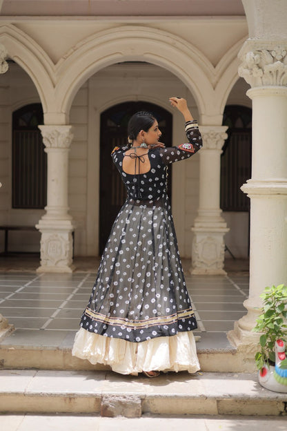 Festive Kutchi Work Bandhani Lehenga Kurti