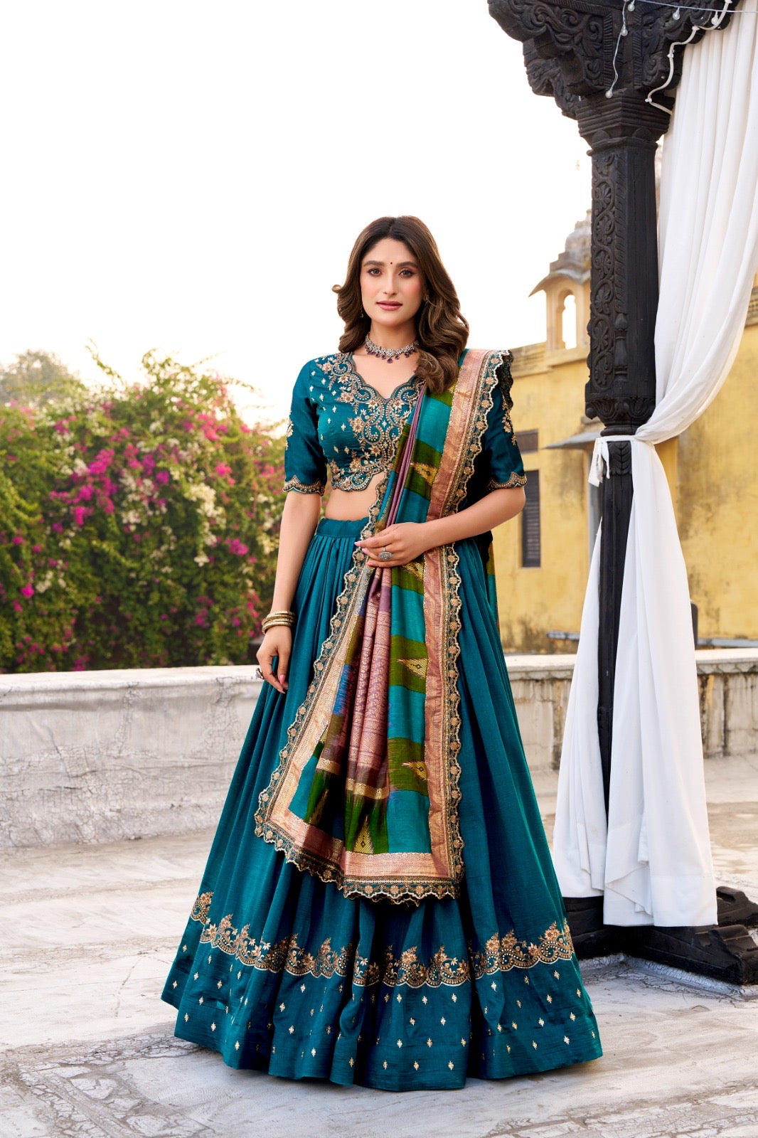 Soft Shimmer Vichitra Silk Lehenga Set