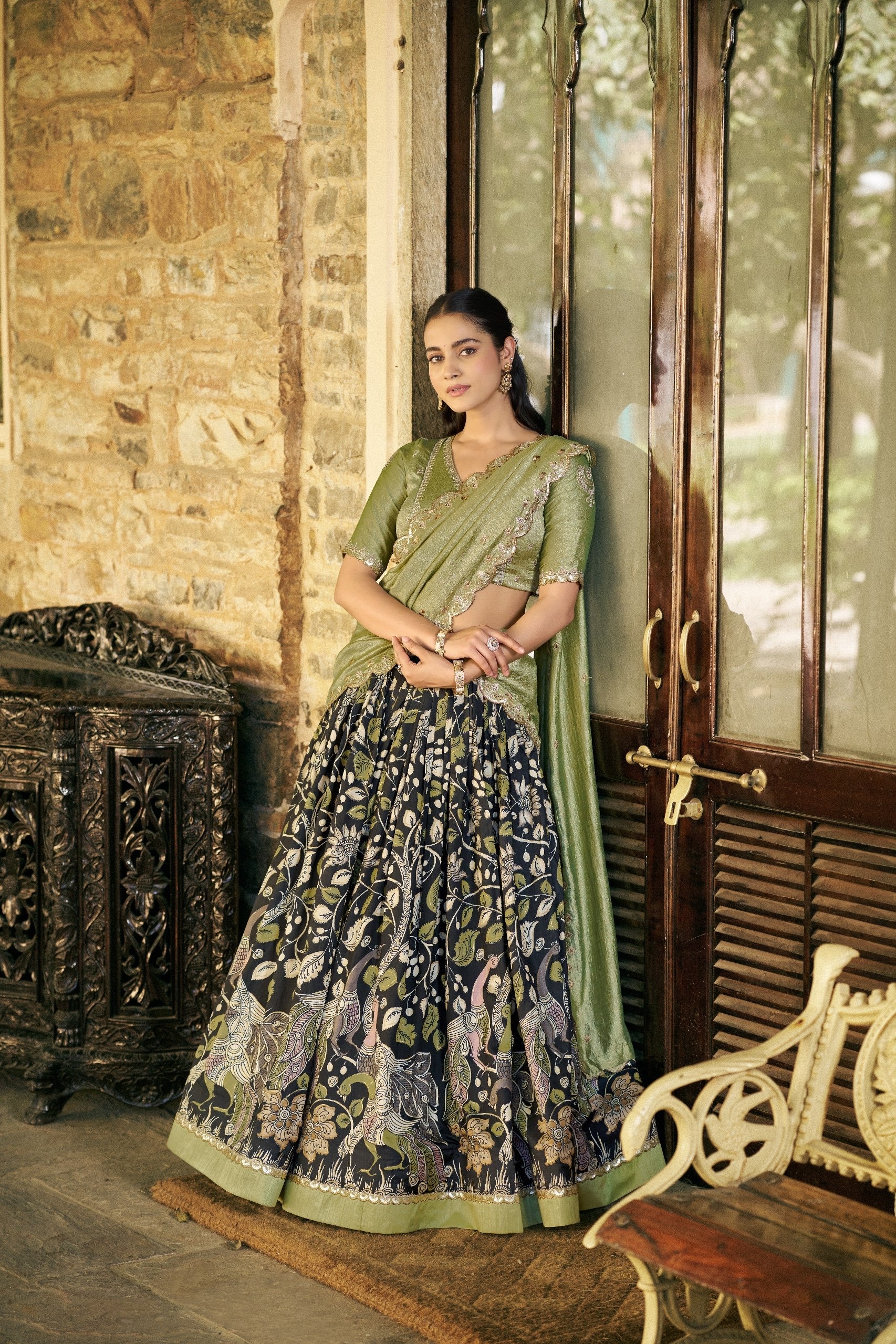 Premium Tussar Silk Kalamkari Lehenga