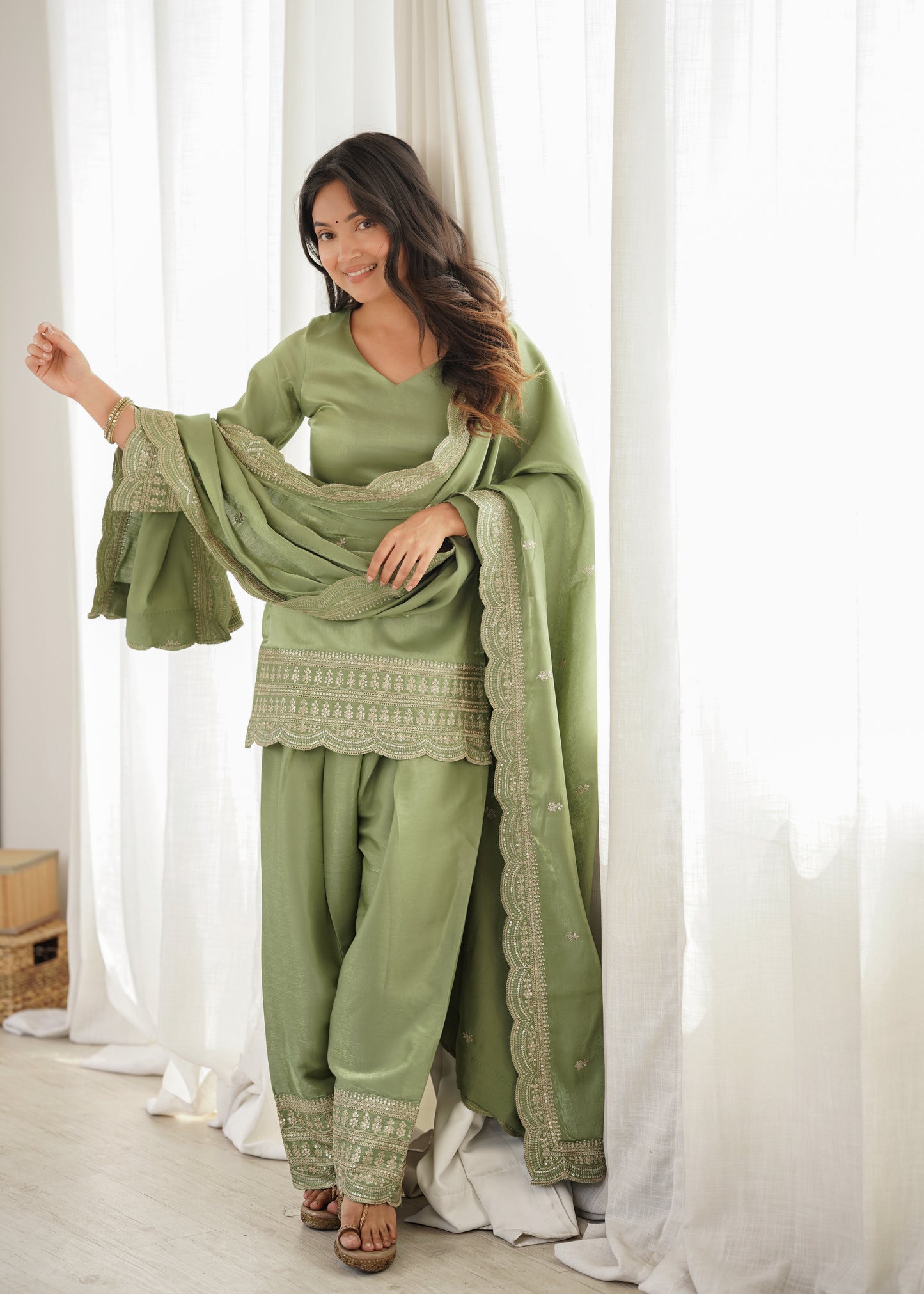 Sage Serenity Farshi Shalwar Set