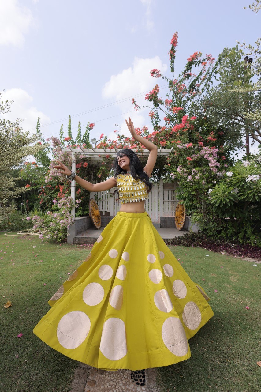 Dandiya Dots Mirror Work Lehenga