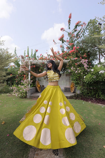 Dandiya Dots Mirror Work Lehenga