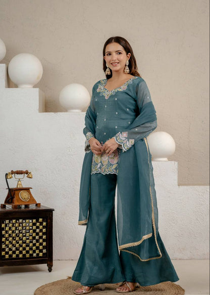 Dazzle Sequins Embroidered Palazzo Set