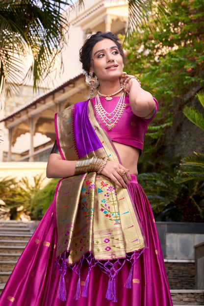 Paithani Jacquard Silk Zari Lehenga